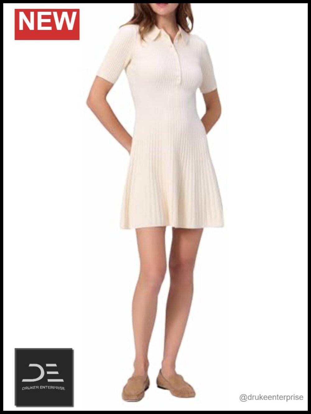Casual V-Neck Short Sleeve Midi Polo Dress